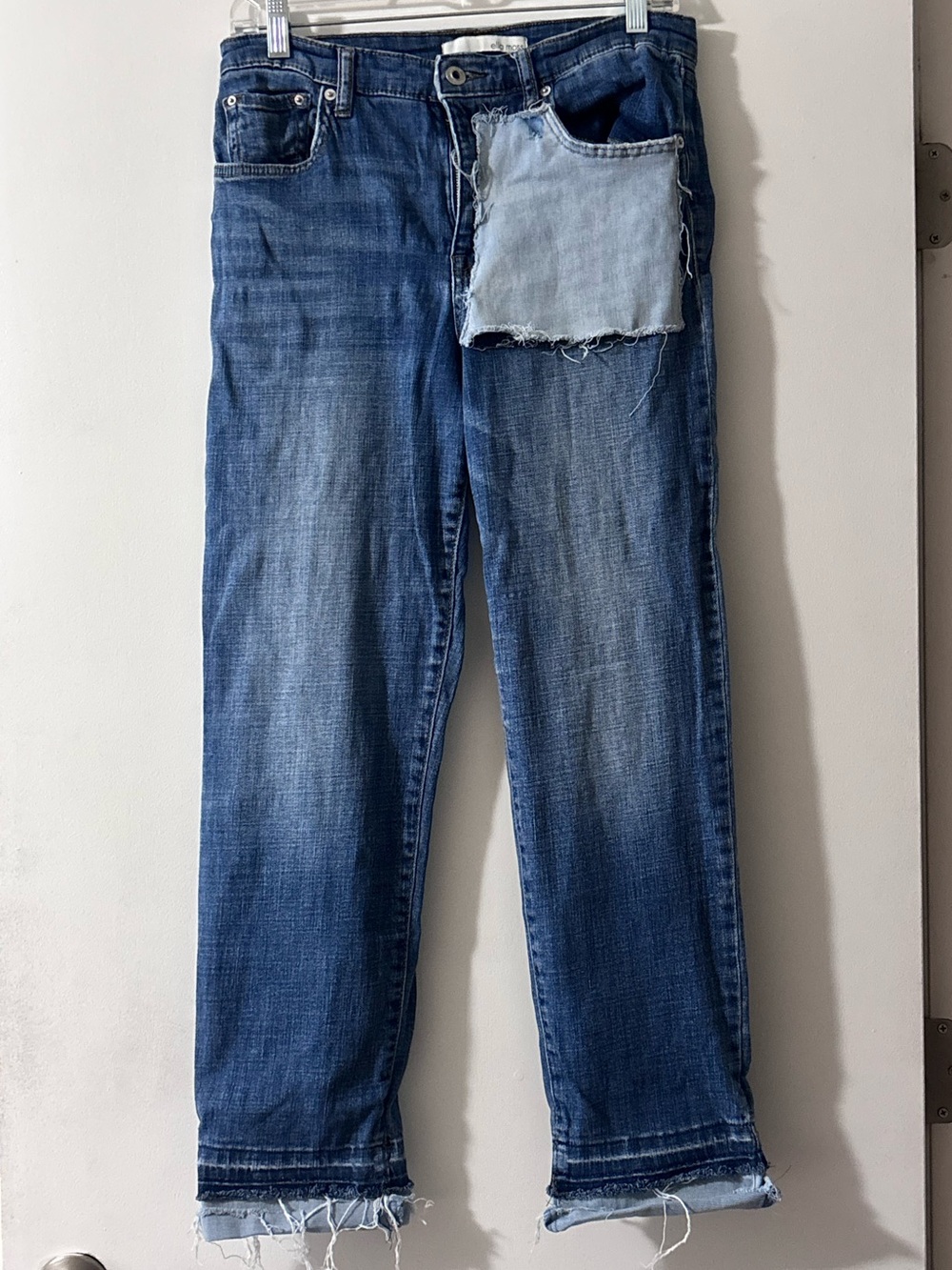 Ella Moss High Waist Straight Patchwork Jeans Size 8 29